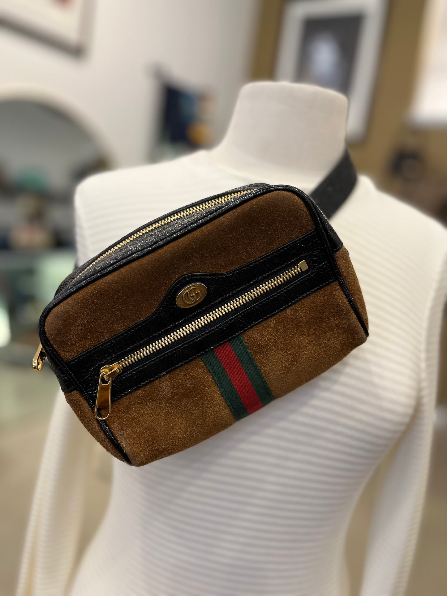 Gucci GG Marmont suede Ophidia belt bag