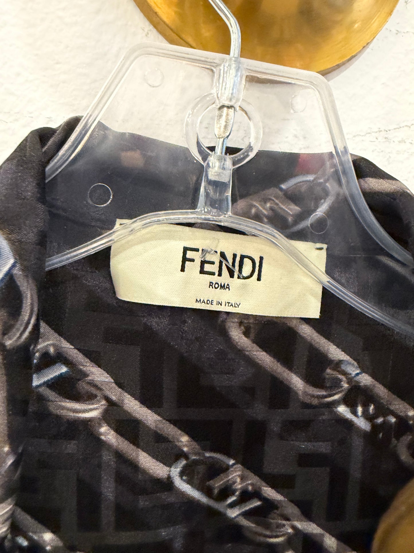 Fendi Roma O'Lock Chain Print Silk Blend Midi Dress - Small (US2)