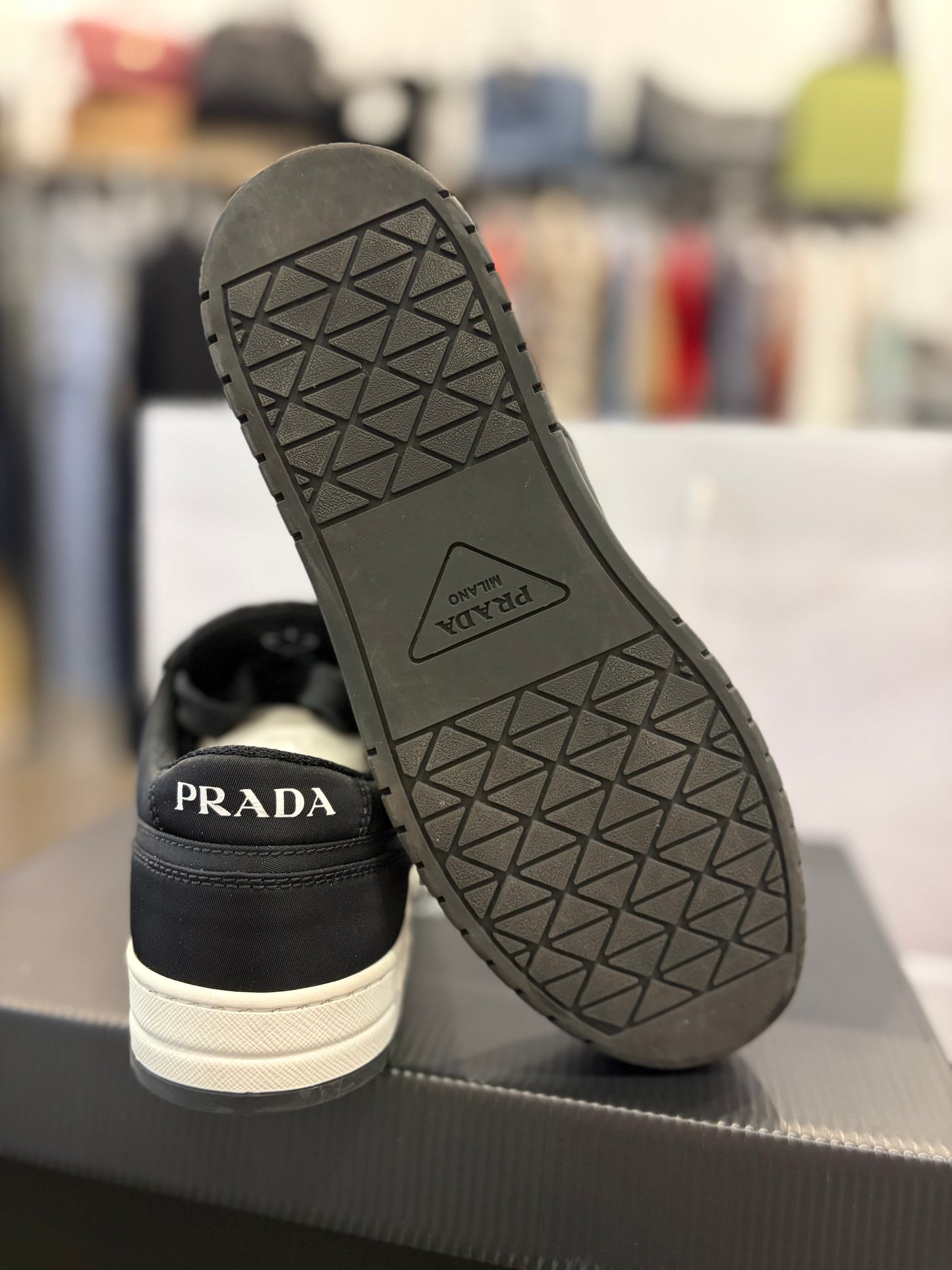 Prada Re-Nylon Gabardine Triangle Logo Sneakers Black 35.5