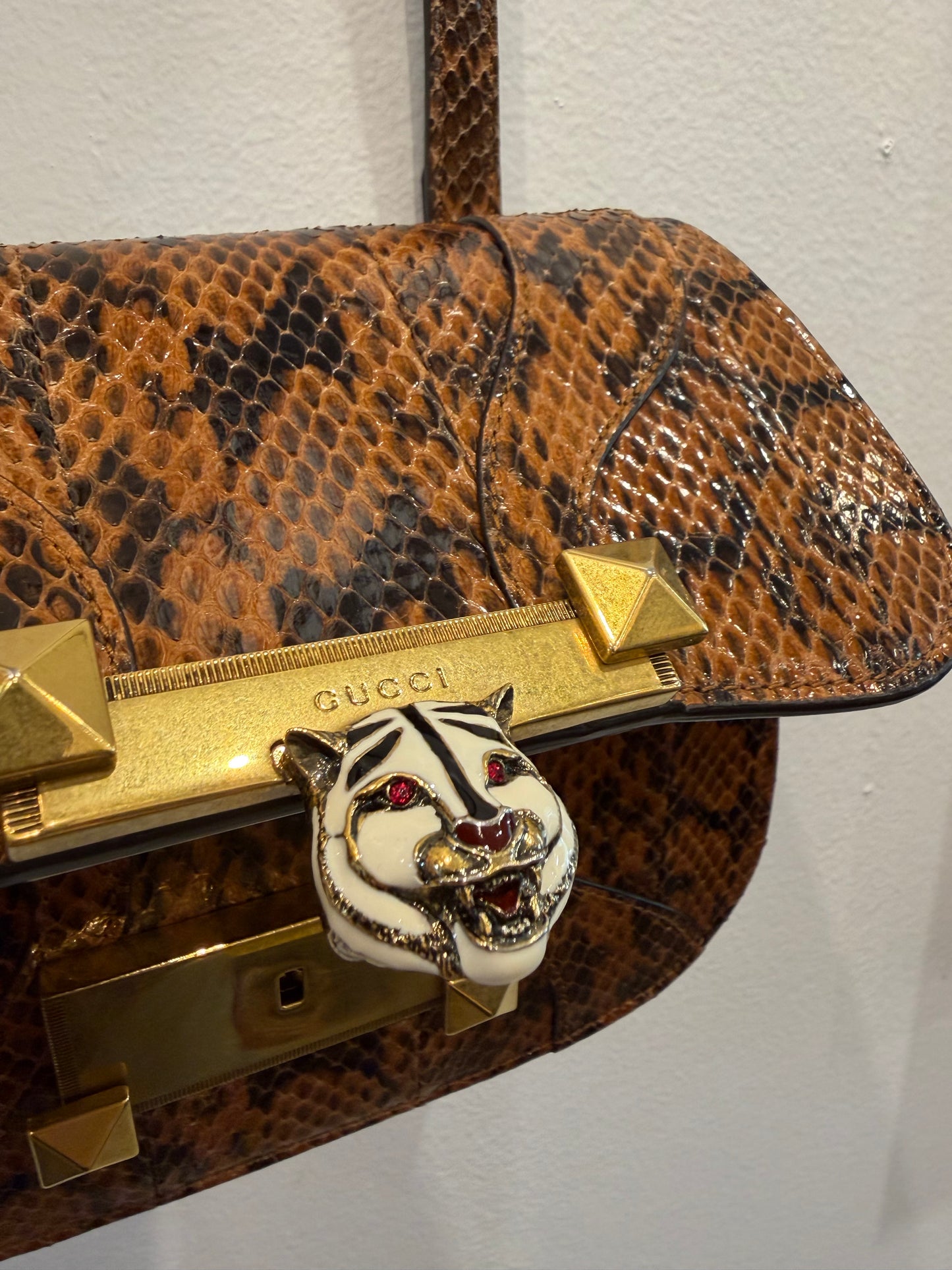 Gucci Osiride Python Tiger Head Osiride Crossbody - Small