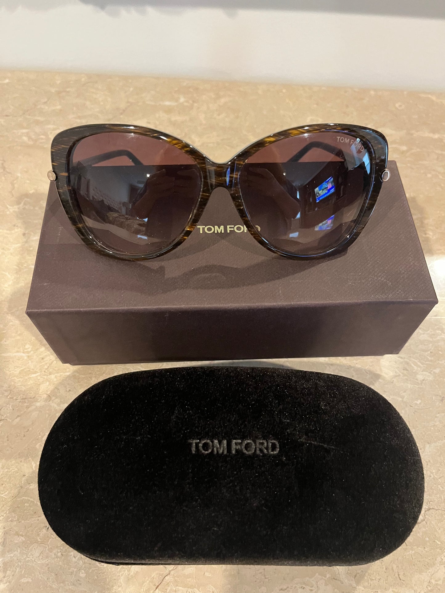 Tom Ford Linda Striped Oversized Gradient Lens