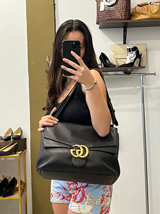 Gucci Black Leather handbag GG