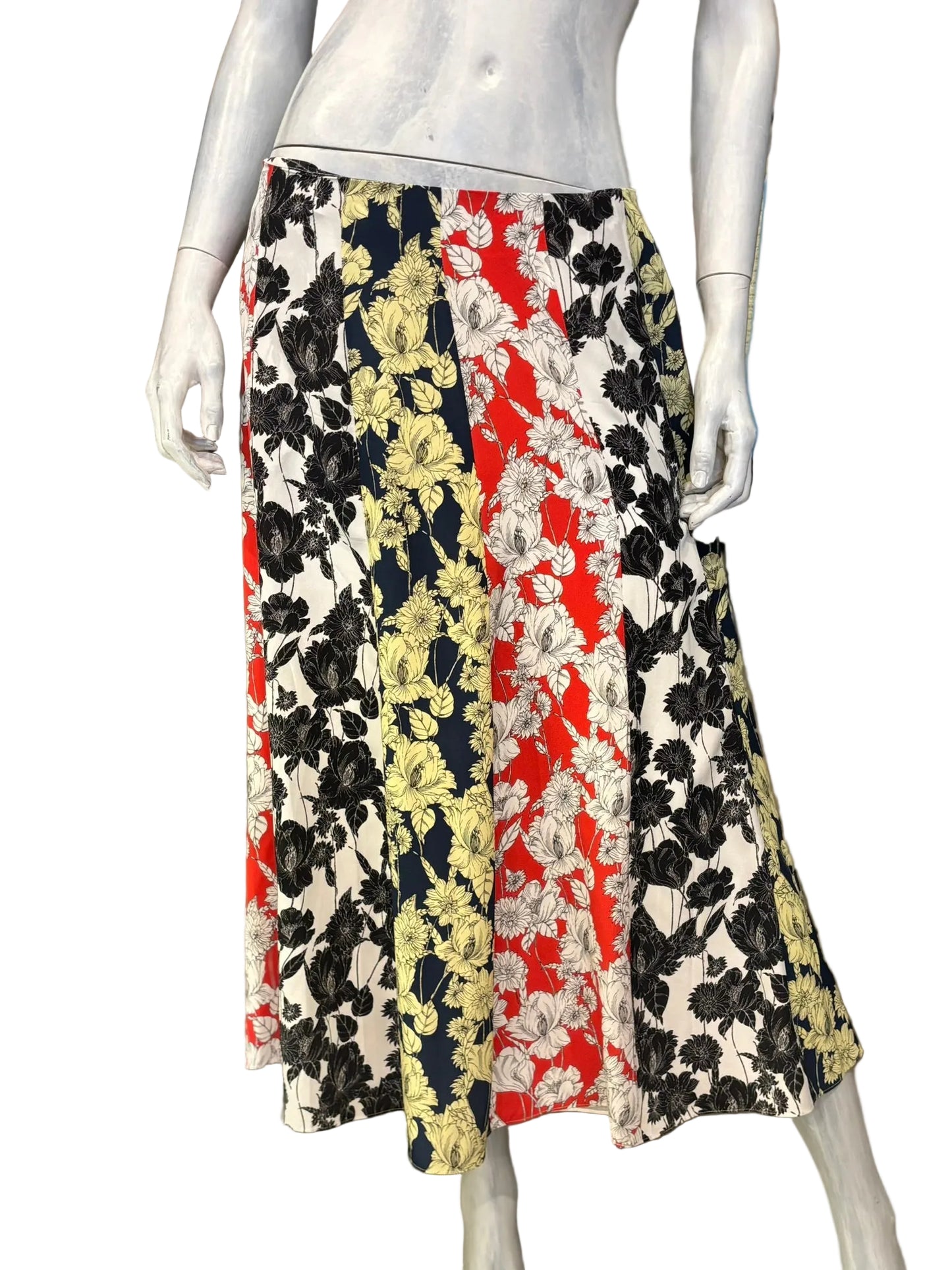 Jason Wu Silk Floral Panel Pleated Skirt – Size 10