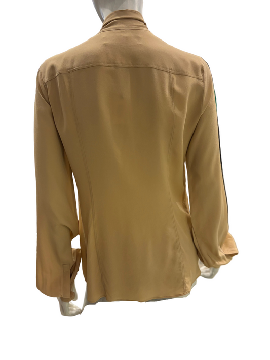 Gucci Silk Pussybow Blouse – Camel – Size 40