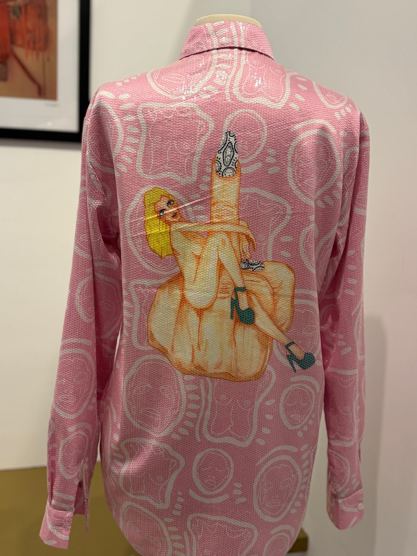 Patrick Church Pink Sequin Face-Print Lounge Set - XS