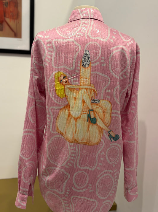 Patrick Church Pink Sequin Face-Print Lounge Set - XS