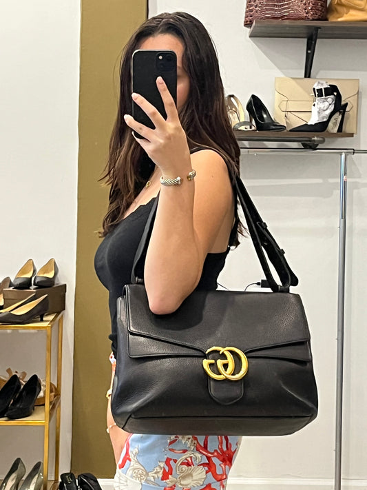 Gucci Black Leather handbag GG