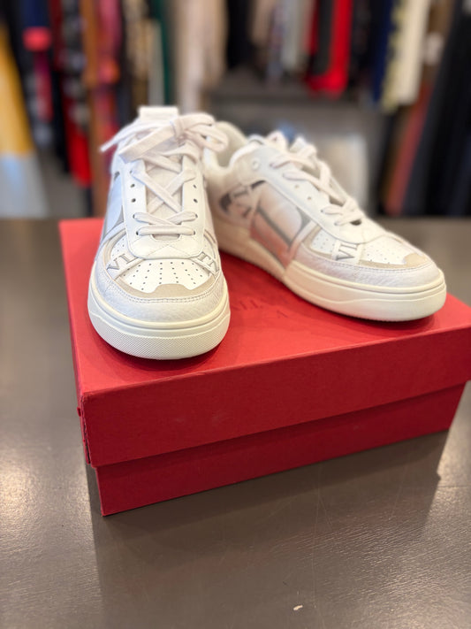 Valentino Garavani VL7N Leather Sneakers – White/Silver – Size 39.5