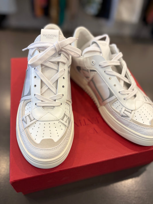 Valentino Garavani VL7N Leather Sneakers – White/Silver – Size 39.5
