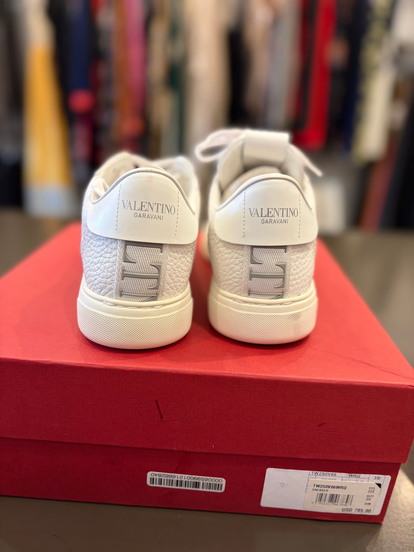 Valentino Garavani VL7N Leather Sneakers – White/Silver – Size 39.5