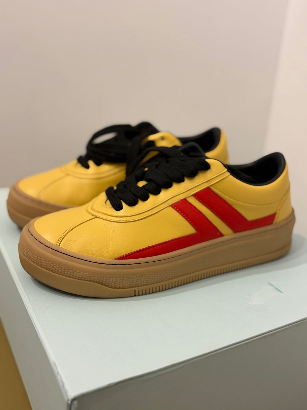 Lanvin x Future Leather Yellow/Red Sneakers - Size 40