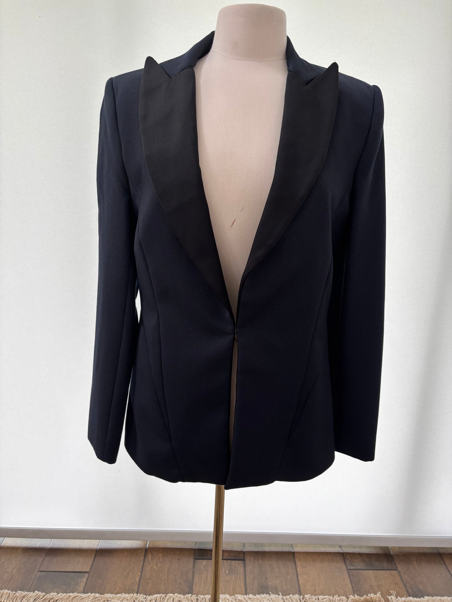 Wes Gordon Navy Black Herring Bone Blazer Size 12