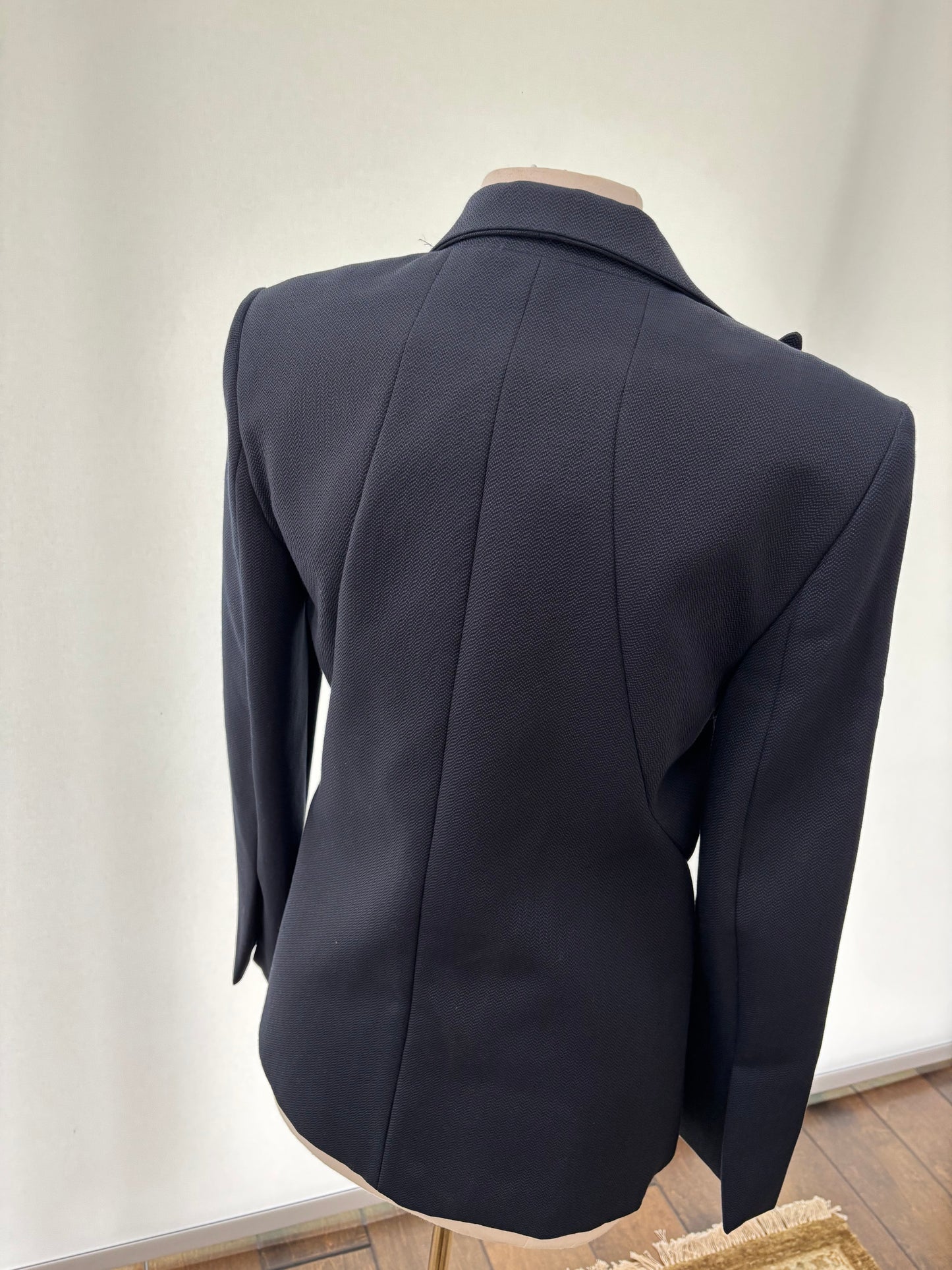 Wes Gordon Navy Black Herring Bone Blazer Size 12