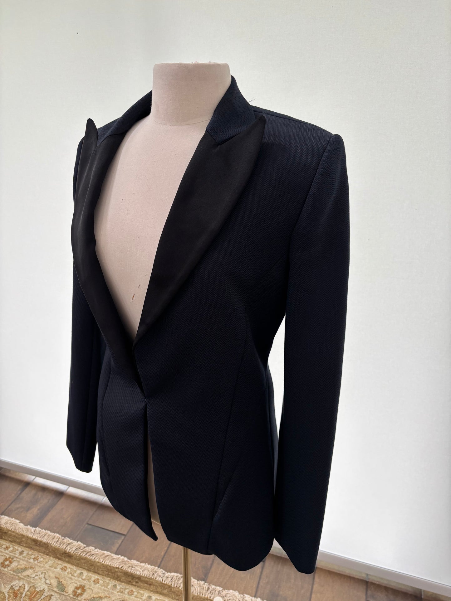 Wes Gordon Navy Black Herring Bone Blazer Size 12