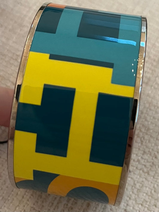 Hermès Wide Mosaique Au 24 Enamel Bangle