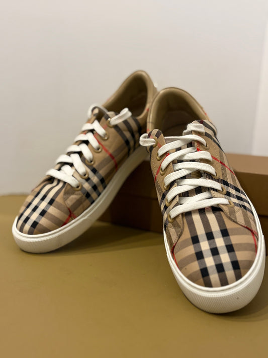 Burberry New Albridge Archive Beige Check Low-Top Sneakers EU 40