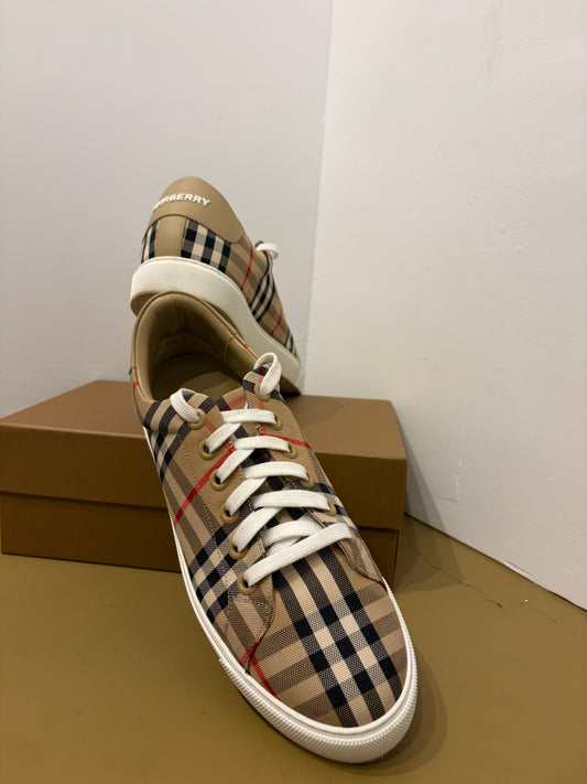 Burberry New Albridge Archive Beige Check Low-Top Sneakers EU 40