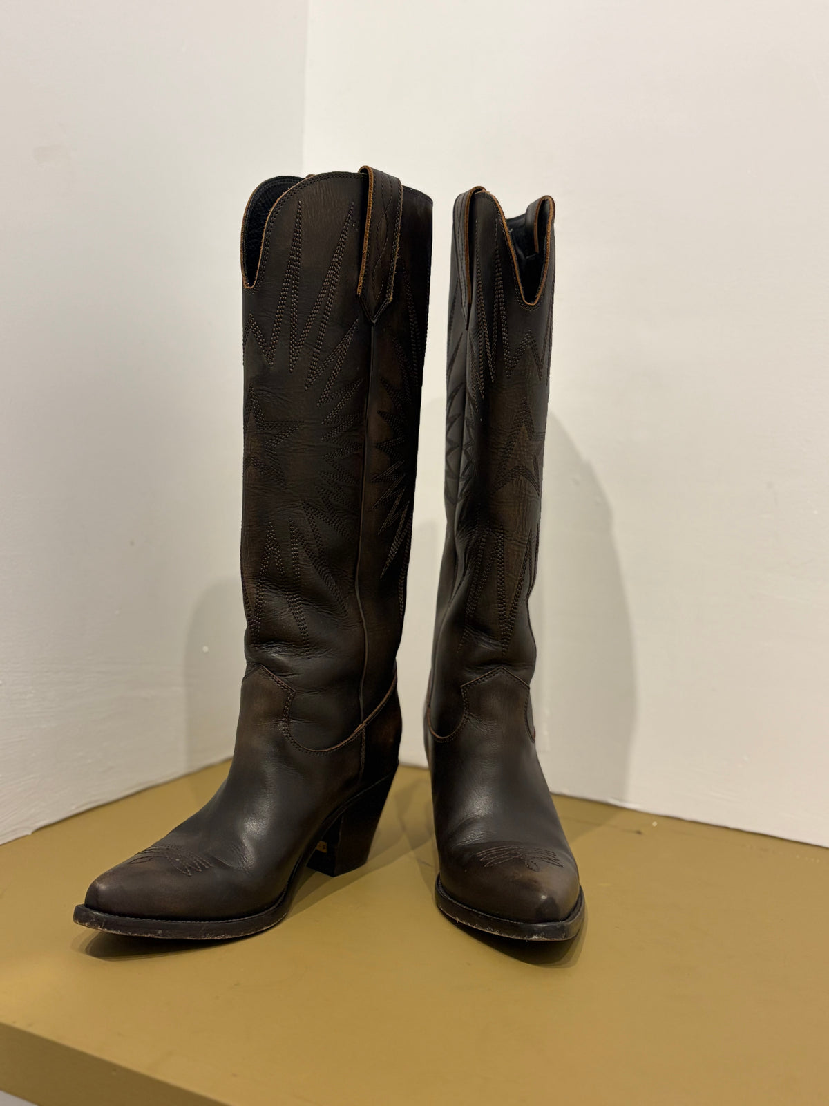 Golden Goose Brown Leather Western Cowboy Boots 39