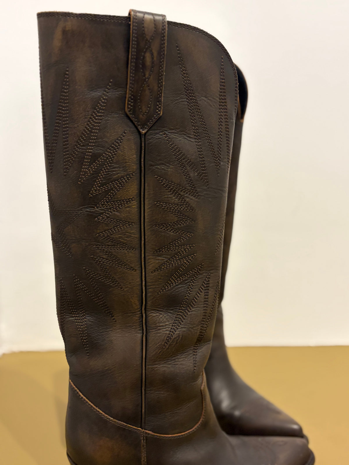 Golden Goose Brown Leather Western Cowboy Boots 39