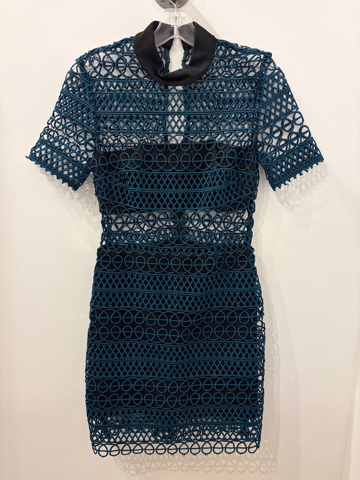 Self Portrait Teal Geometric Lace Mini Dress Small