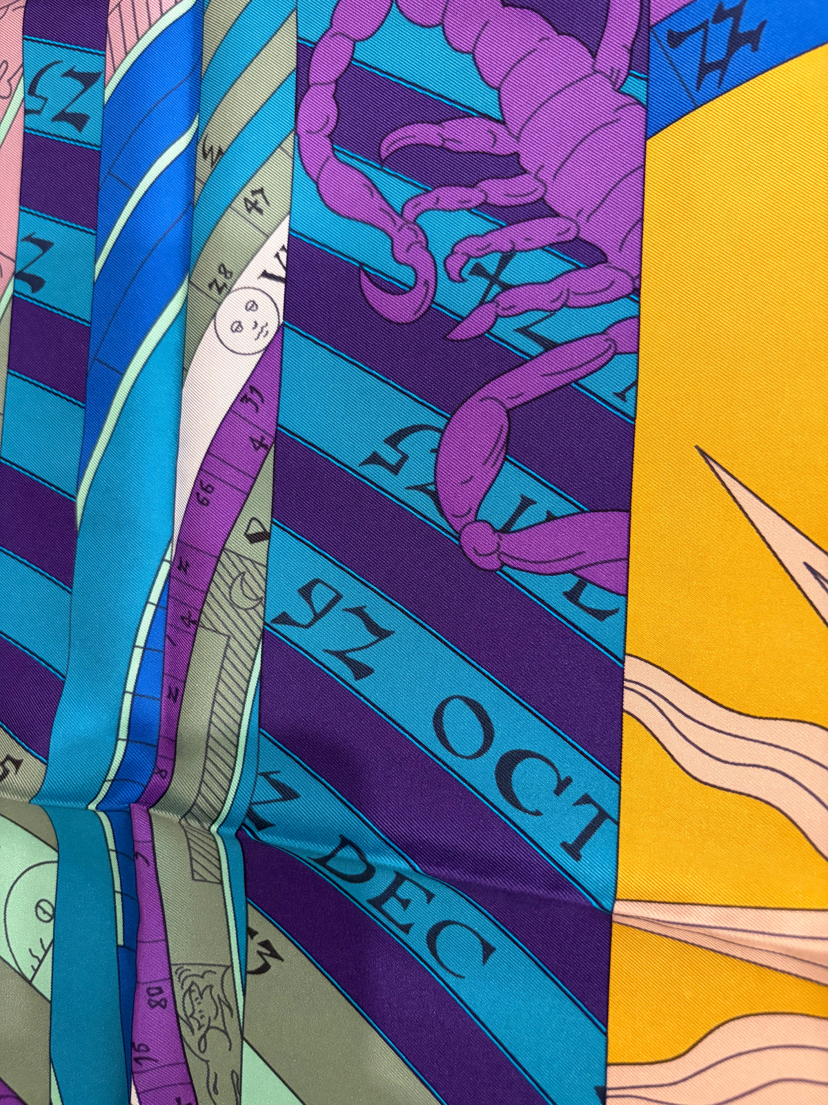 Hermès Astrology Nouvelle Blue/Purple/Pink Colorway 90cm Scarf