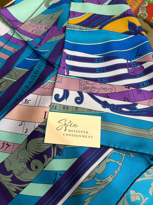 Hermès Astrology Nouvelle Blue/Purple/Pink Colorway 90cm Scarf