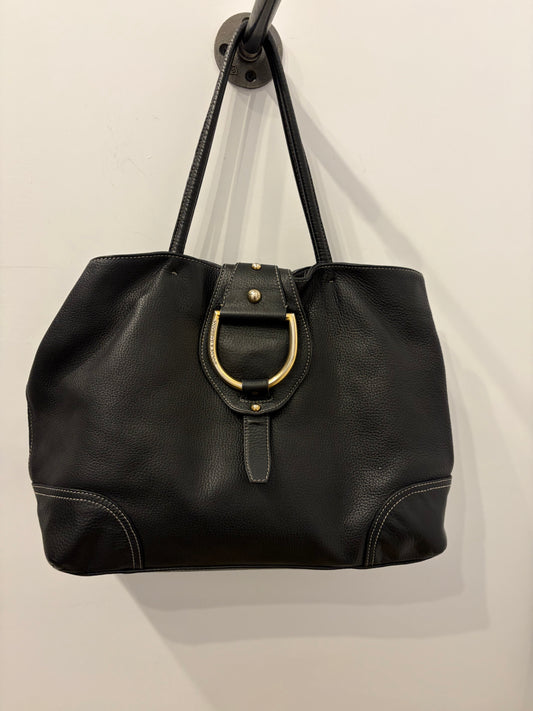 Dolce & Gabbana Black Pebbled Leather D-Ring Tote Bag