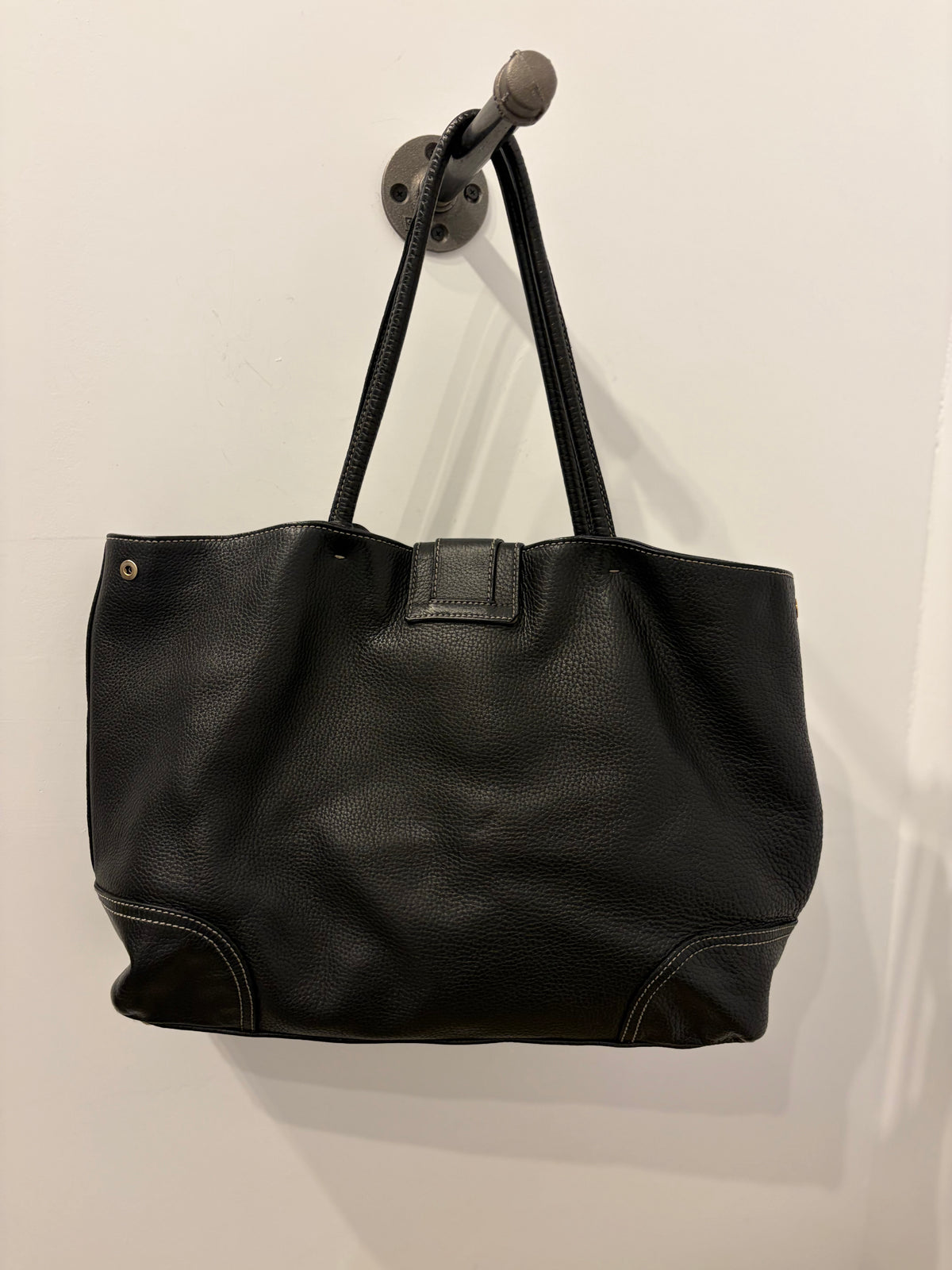 Dolce & Gabbana Black Pebbled Leather D-Ring Tote Bag