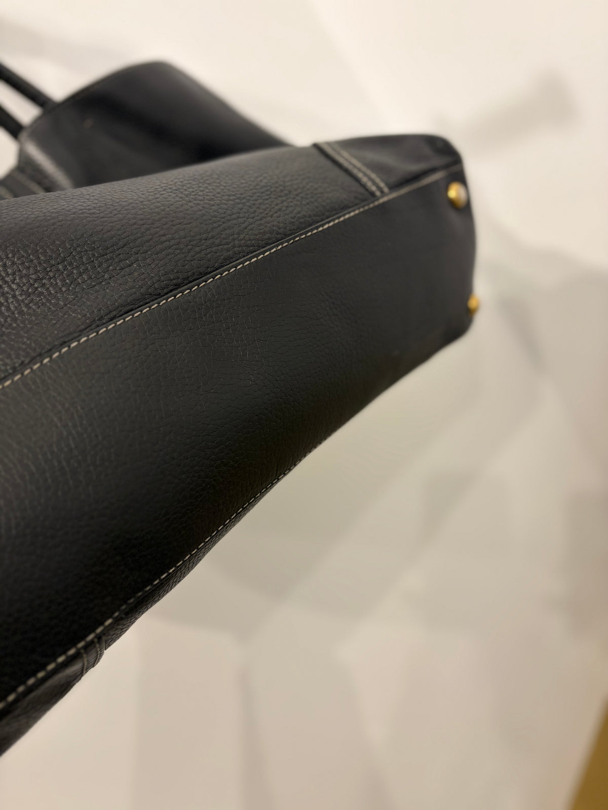 Dolce & Gabbana Black Pebbled Leather D-Ring Tote Bag