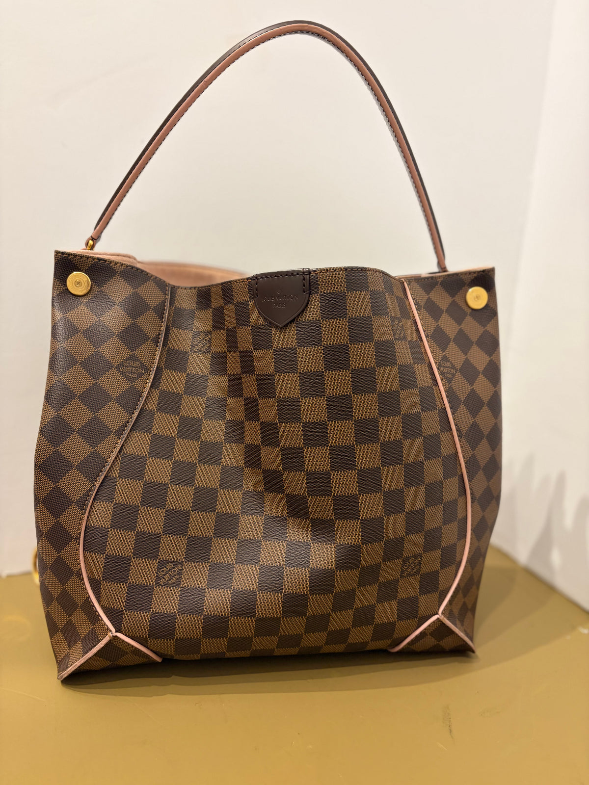 Louis Vuitton CAISSA HOBO Damier Eben Rose Ballerine