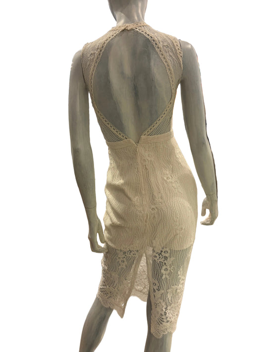 Alexis Ivory Lace HighNeck Cocktail Dress - XS