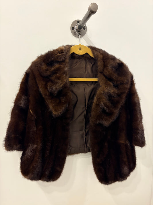 Vintage Chocolate Brown Mink Fur Cape