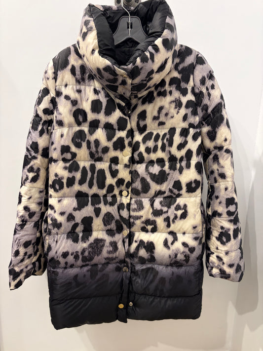 Small Moncler Leopard Print Mid-Thigh Puffer Coat