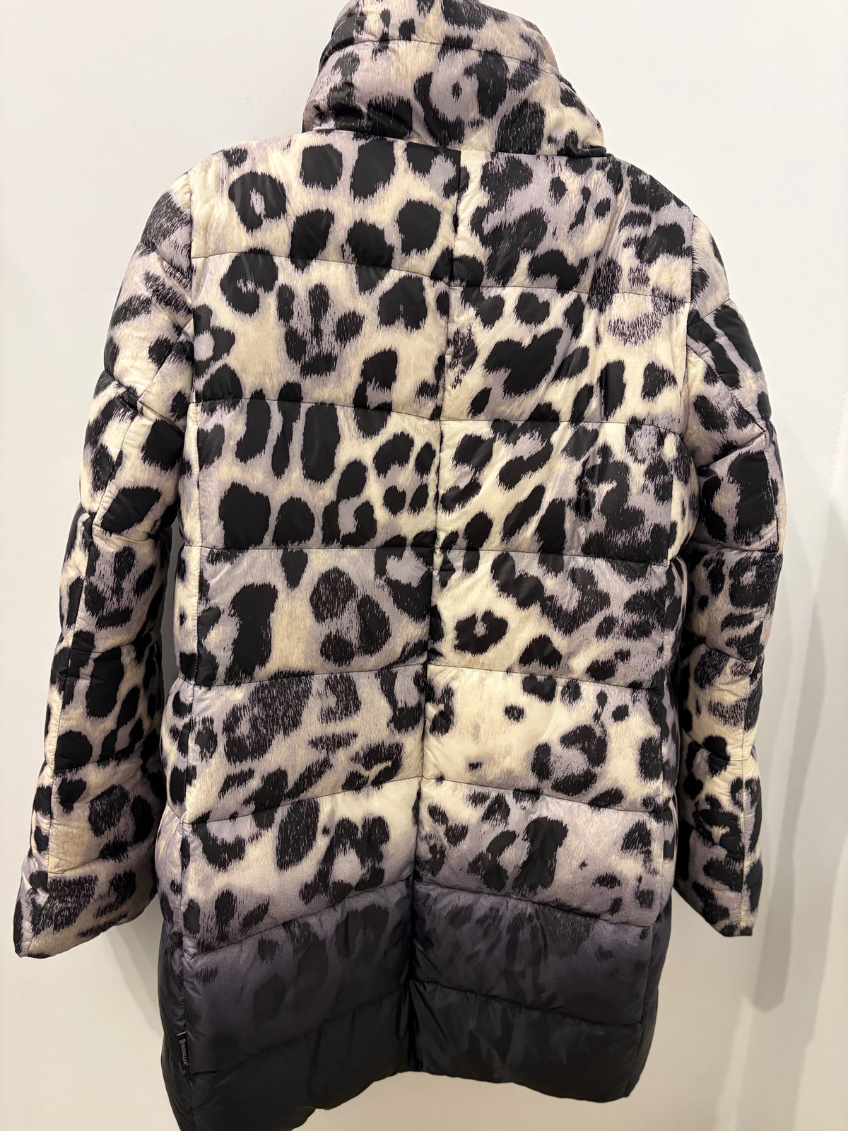 Small Moncler Leopard Print Mid-Thigh Puffer Coat