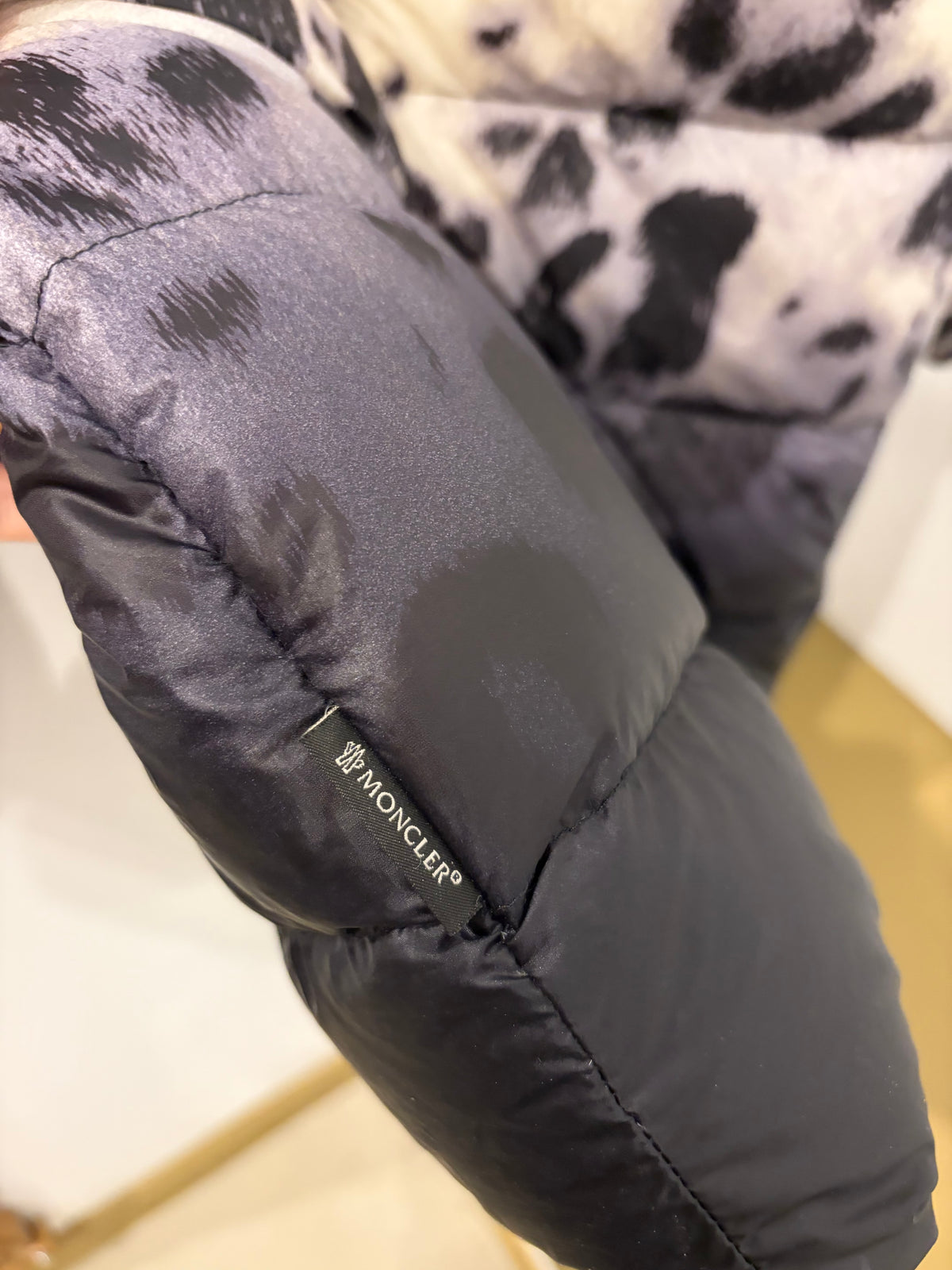 Small Moncler Leopard Print Mid-Thigh Puffer Coat