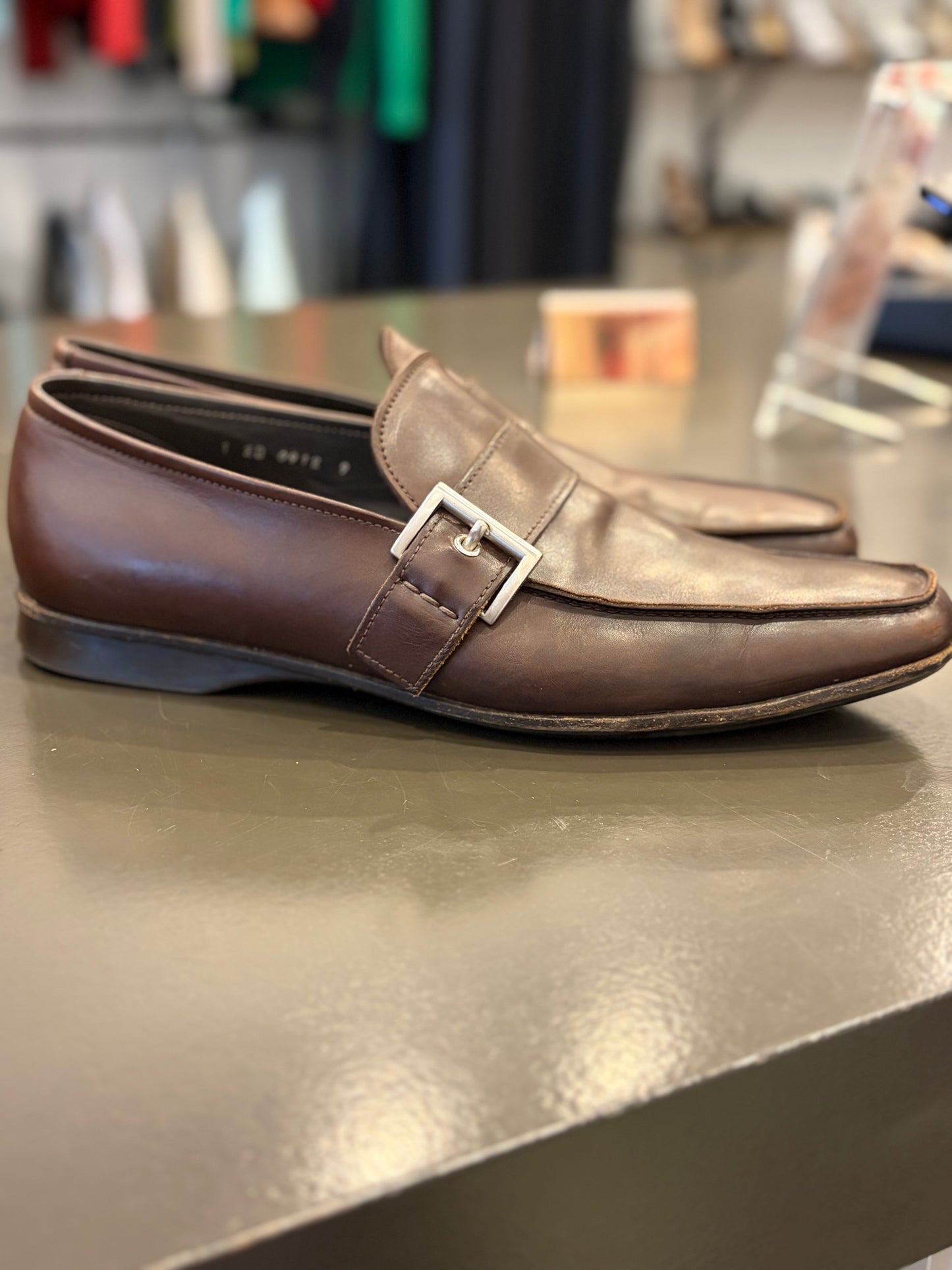 Prada Brown Leather Loafers – Size 9 (Made in Italy)