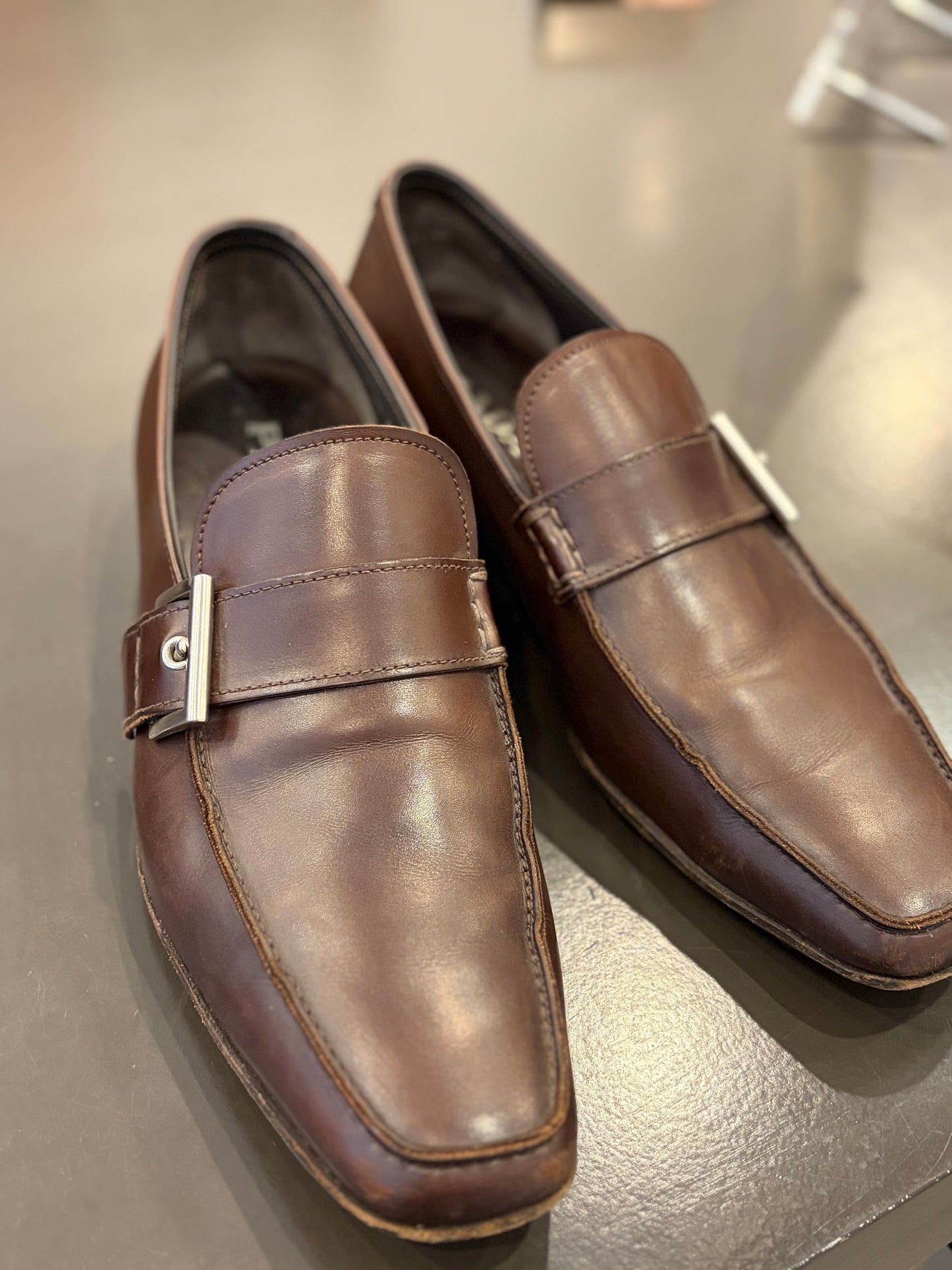 Prada Brown Leather Loafers – Size 9 (Made in Italy)