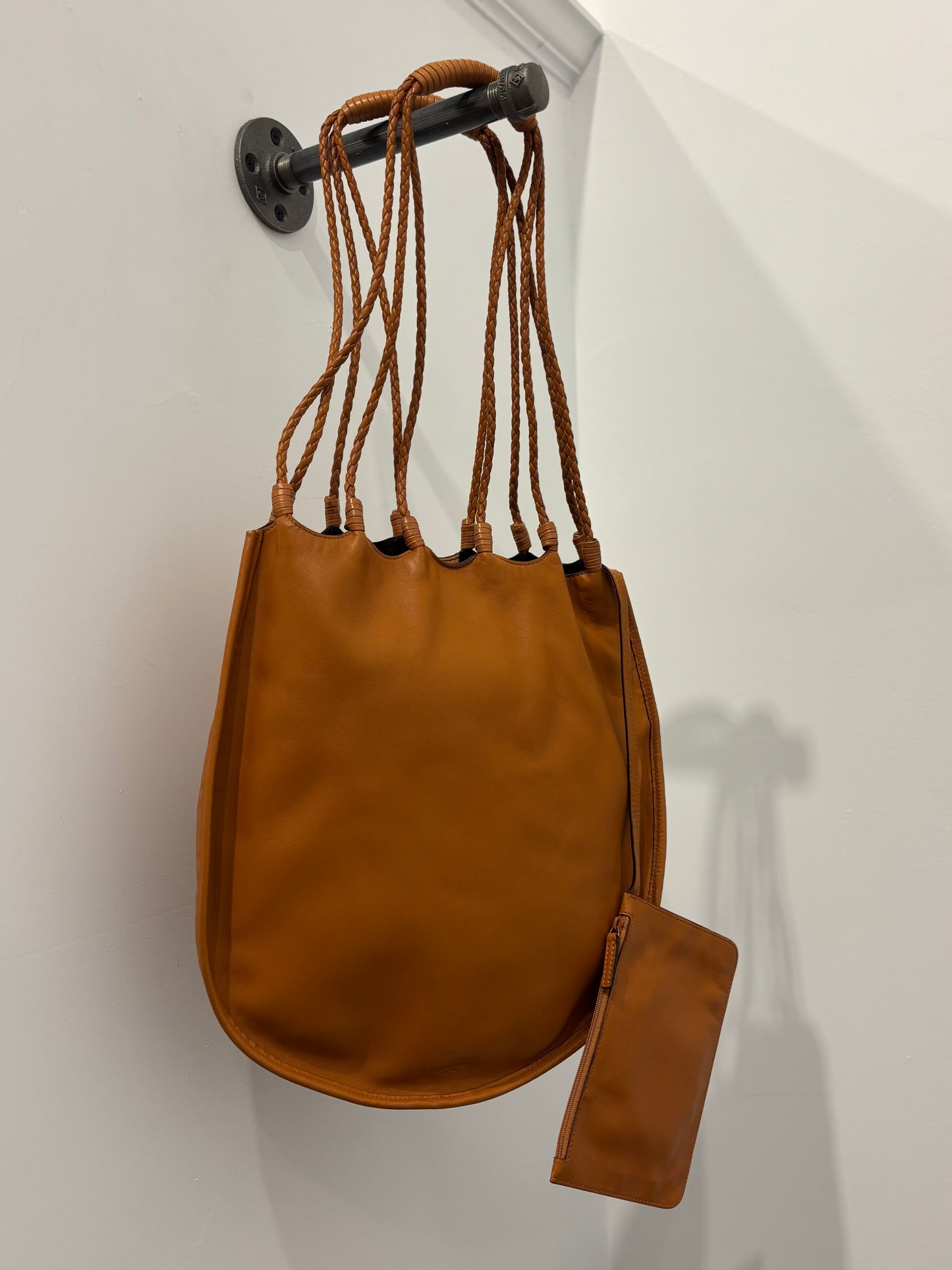 Yves Saint Laurent Tan Leather Drawstring Bag
