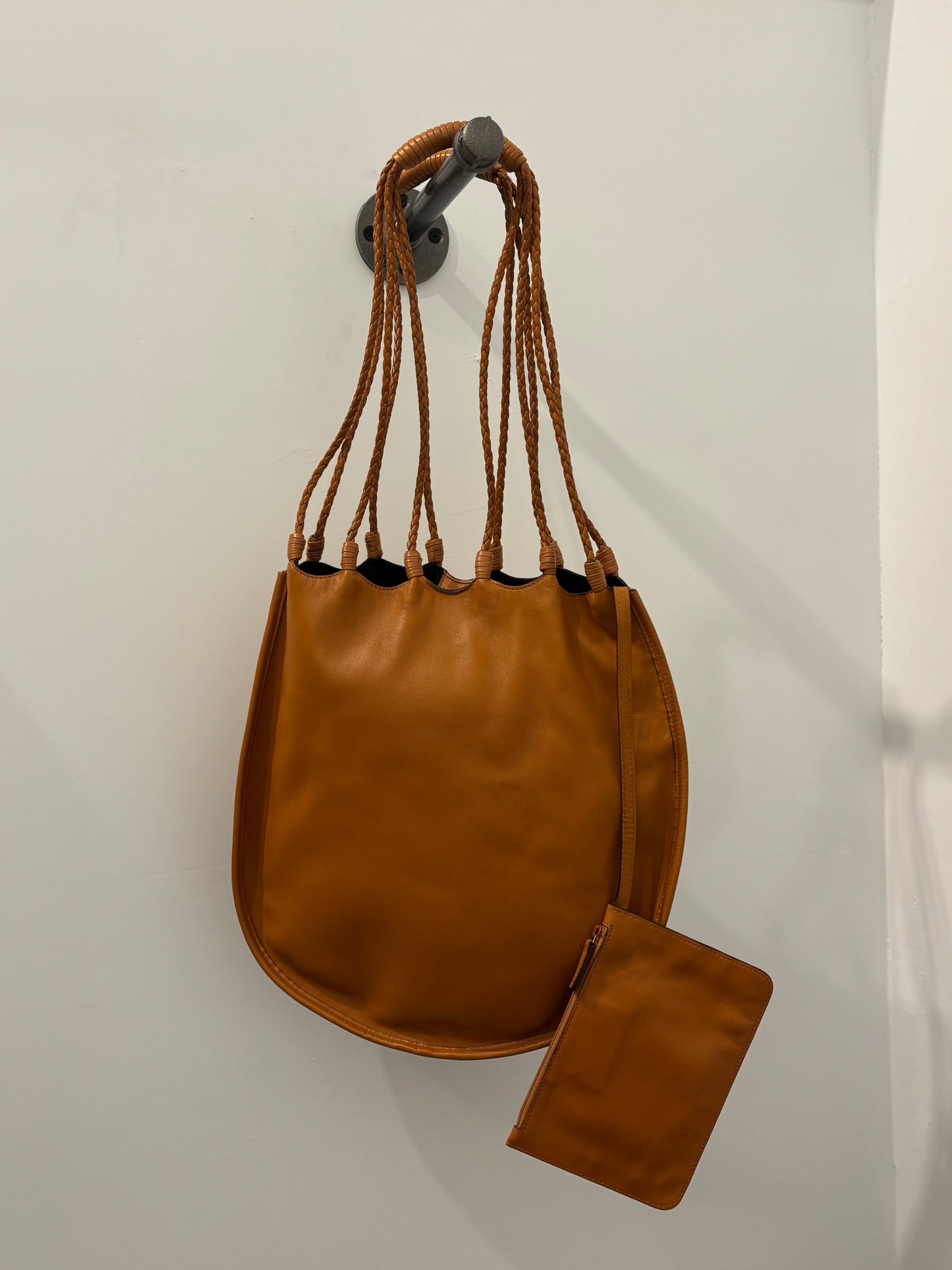 Yves Saint Laurent Tan Leather Drawstring Bag