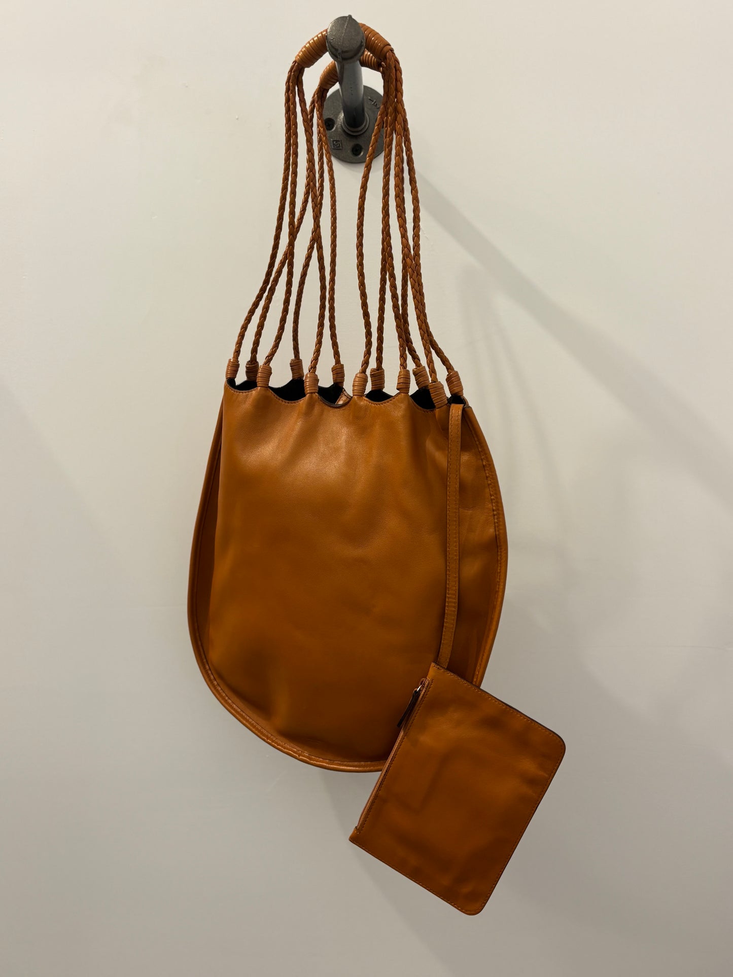 Yves Saint Laurent Tan Leather Drawstring Bag