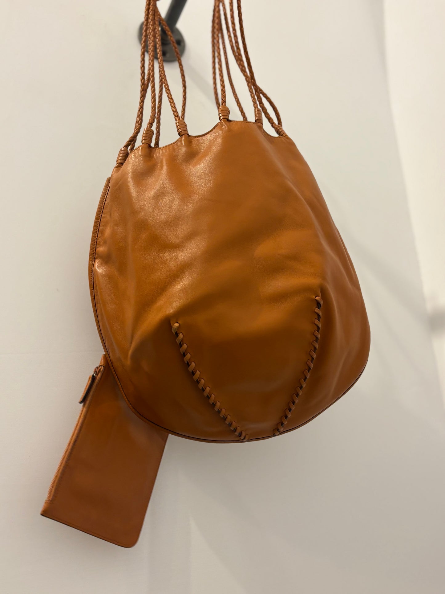 Yves Saint Laurent Tan Leather Drawstring Bag