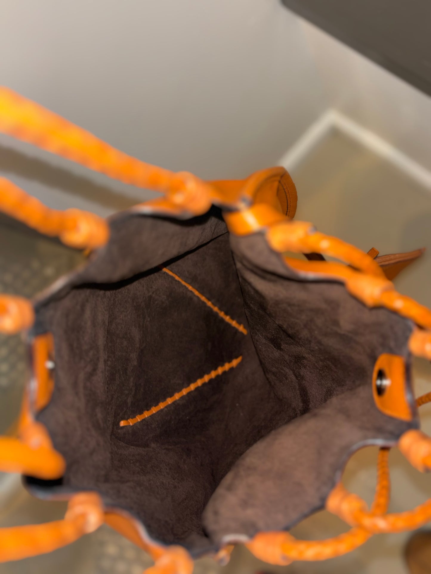 Yves Saint Laurent Tan Leather Drawstring Bag