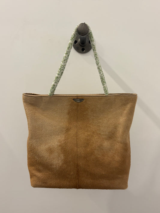 Christian Dior Haircalf Tote Bag — Tan with Beaded Straps