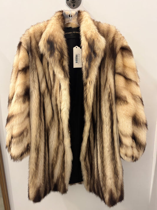 Michael Forrest Natural Fur Coat – Golden Brown Striped