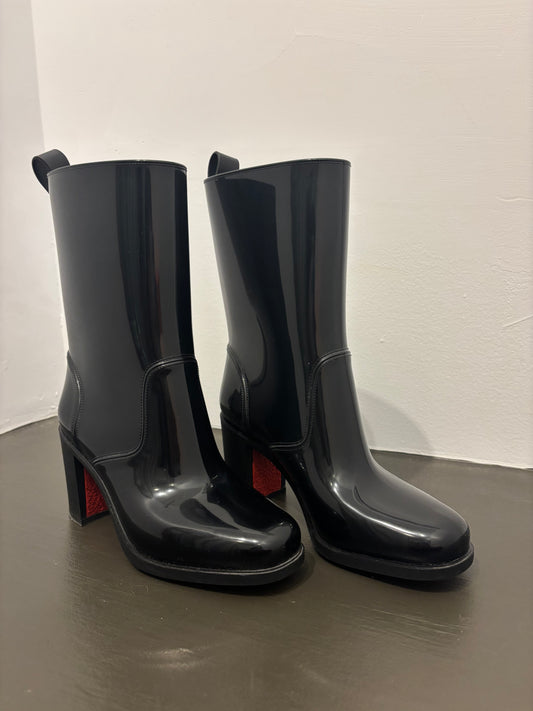 Christian Louboutin Rain Boots – Black Patent – Size 36