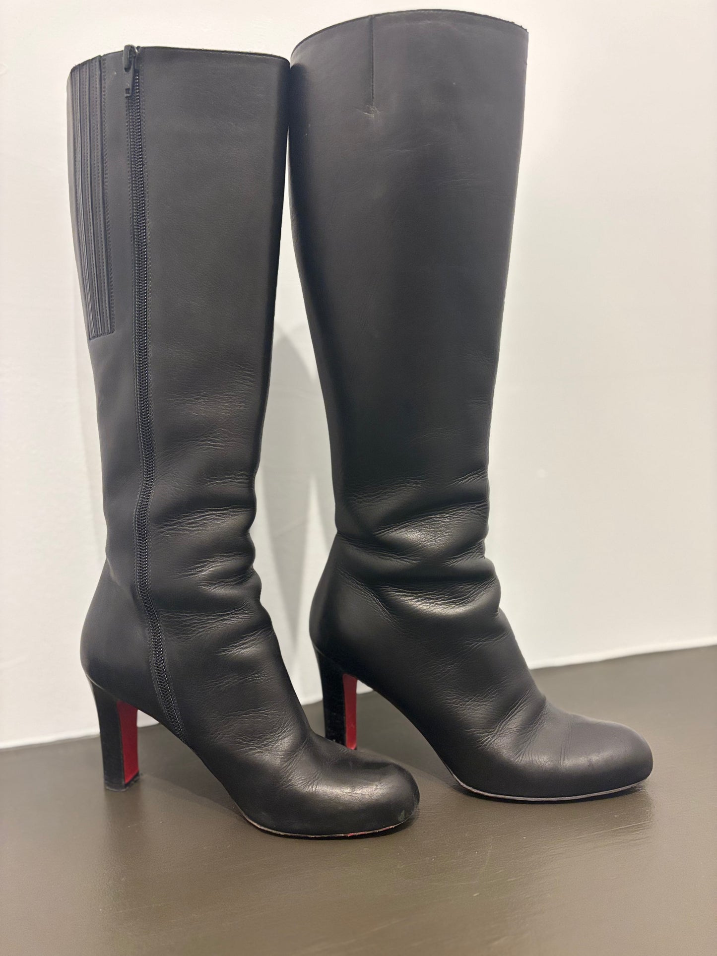 Christian Louboutin “Botta” Knee-High Leather Boots – Black – Size 36