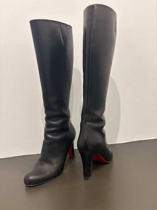 Christian Louboutin “Botta” Knee-High Leather Boots – Black – Size 36