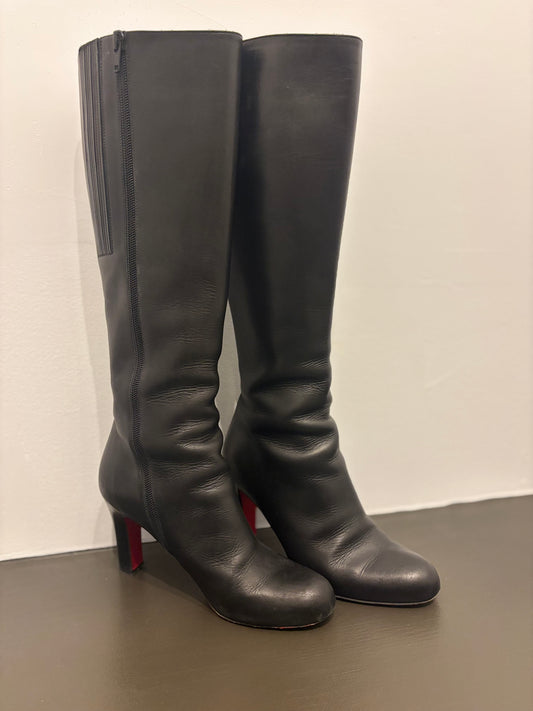 Christian Louboutin “Botta” Knee-High Leather Boots – Black – Size 36