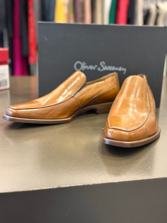Oliver Sweeney Bushnell Tan Leather Square slip-on Loafers - Size 10