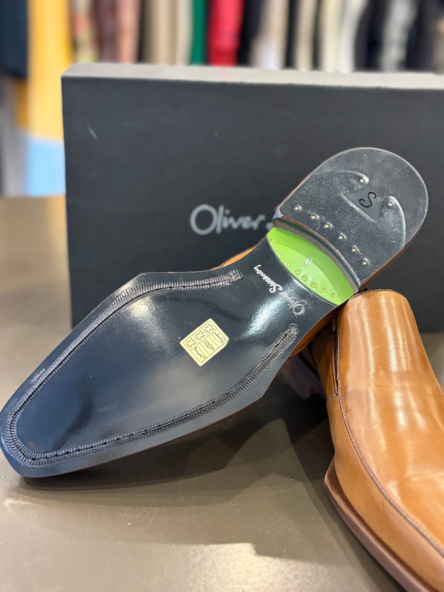 Oliver Sweeney Bushnell Tan Leather Square slip-on Loafers - Size 10